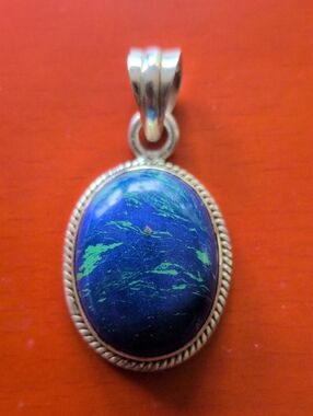 Sterling Silver Pendant with Azurite-Malachite Center